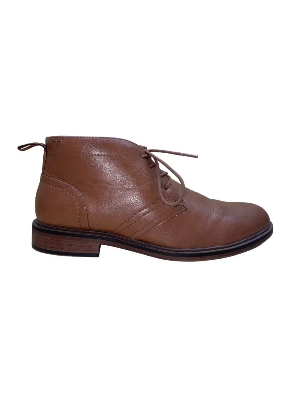 Sonoma Men’s Cognac Brown Faux Leather Lace-Up Ortholite Aaron Ankle Boots Sz 8M